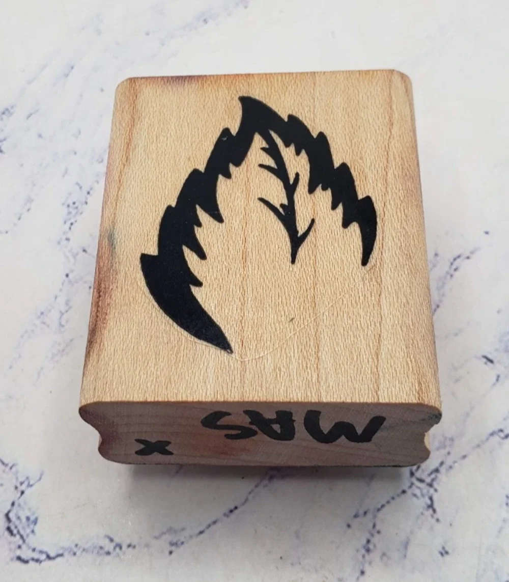 Autumn Leaf Stampin Up Thick Lines Wood Mounted Rubber Stamp